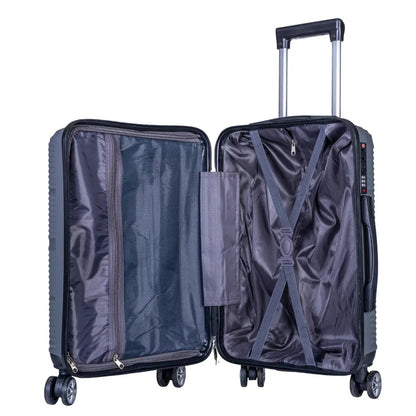Troler voiaj Mare, Naimeed D6018, 4 roti duble 360 grade, PP, inchidere cifru, Gri, 46x25x64cm