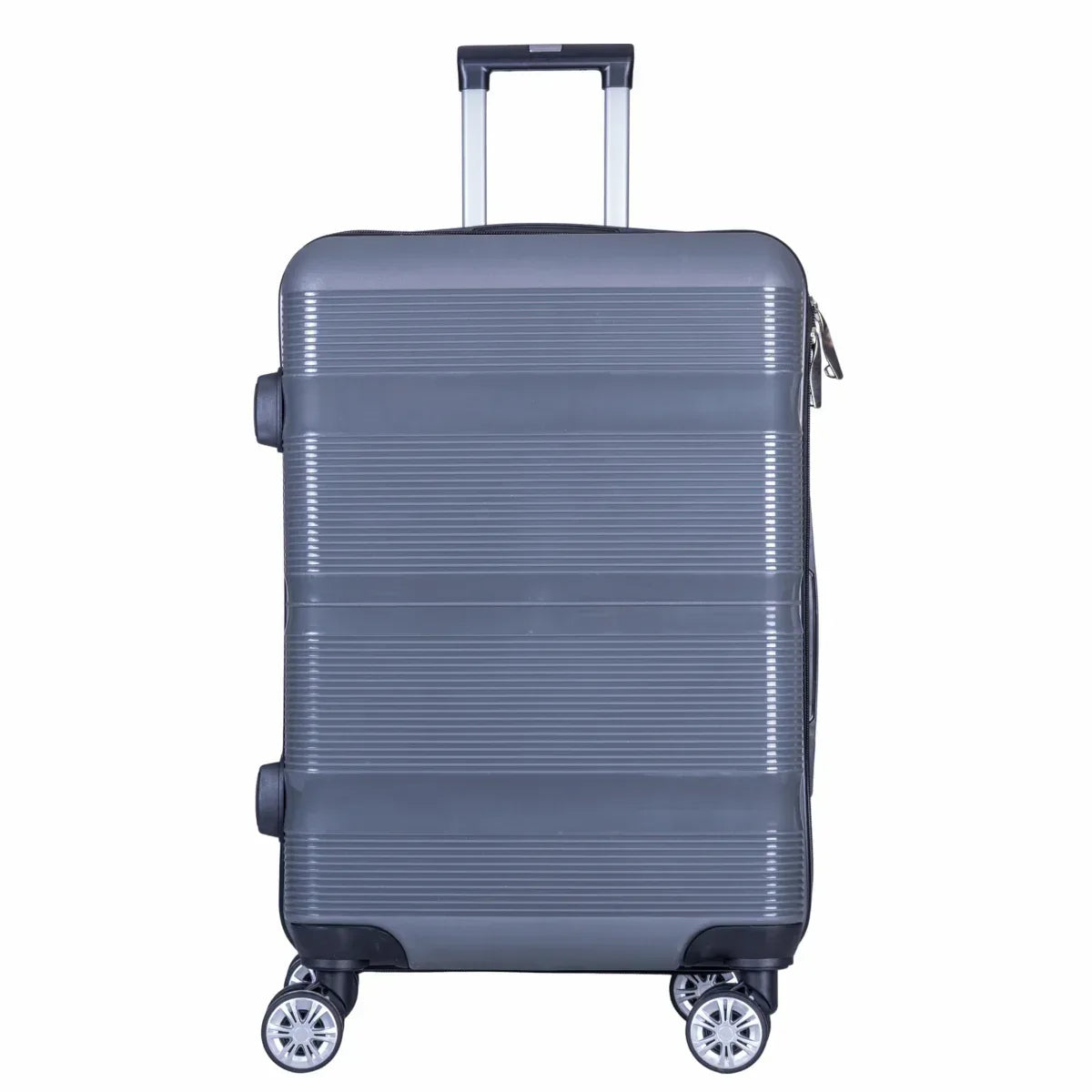 Troler voiaj Mare, Naimeed D6019, 4 roti duble 360 grade, PP, inchidere cifru, Gri, 47x25.5x67cm