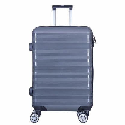 Troler voiaj Mare, Naimeed D6019, 4 roti duble 360 grade, PP, inchidere cifru, Gri, 47x25.5x67cm