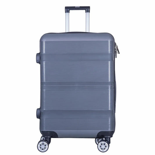 Troler voiaj Mare, Naimeed D6019, 4 roti duble 360 grade, PP, inchidere cifru, Gri, 47x25.5x67cm
