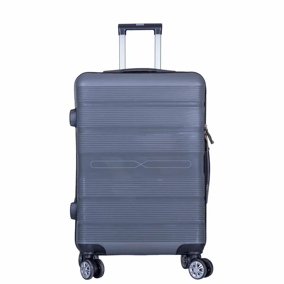 Troler voiaj Mediu, Naimeed D6020, 4 roti duble 360 grade, PP, inchidere cifru, Gri, 43x24x59cm