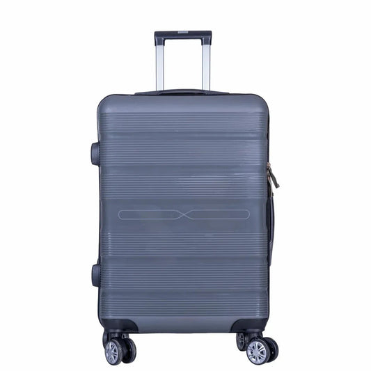 Troler voiaj Mediu, Naimeed D6020, 4 roti duble 360 grade, PP, inchidere cifru, Gri, 43x24x59cm
