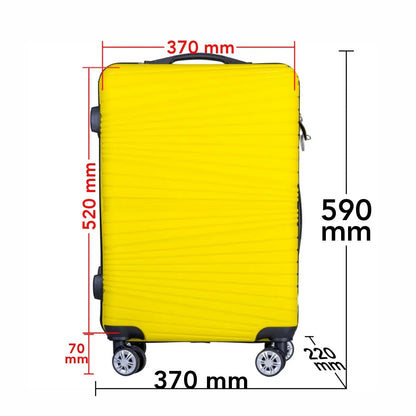 Troler voiaj Mediu, Naimeed D6021, 4 roti duble 360 grade, PP, inchidere cifru, Galben, 37x22x52cm