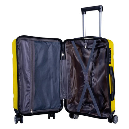 Troler voiaj Mediu, Naimeed D6021, 4 roti duble 360 grade, PP, inchidere cifru, Galben, 37x22x52cm