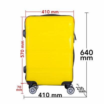 Troler voiaj Mediu, Naimeed D6023, 4 roti duble 360 grade, PP, inchidere cifru, Galben, 41x23x57cm