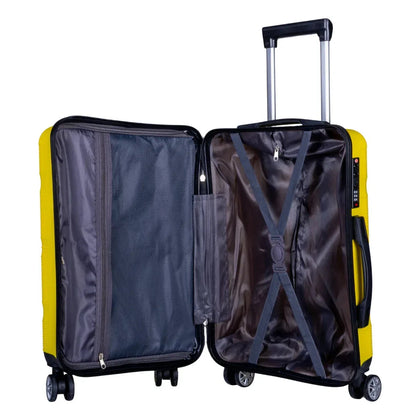 Troler voiaj Mediu, Naimeed D6023, 4 roti duble 360 grade, PP, inchidere cifru, Galben, 41x23x57cm