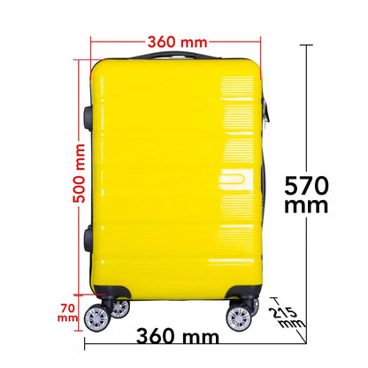 Troler voiaj Mic, Naimeed D6024, 4 roti duble 360 grade, PP, inchidere cifru, Galben, 36x21.5x50cm