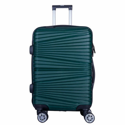 Troler voiaj Mare, Naimeed D6025, 4 roti duble 360 grade, PP, inchidere cifru, Verde, 45x24.5x69cm