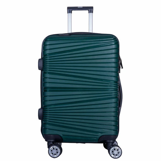 Troler voiaj Mare, Naimeed D6025, 4 roti duble 360 grade, PP, inchidere cifru, Verde, 45x24.5x69cm