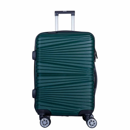 Troler voiaj Mediu, Naimeed D6025, 4 roti duble 360 grade, PP, inchidere cifru, Verde, 37x22x52cm