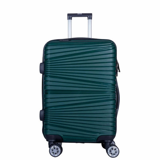 Troler voiaj Mediu, Naimeed D6025, 4 roti duble 360 grade, PP, inchidere cifru, Verde, 37x22x52cm