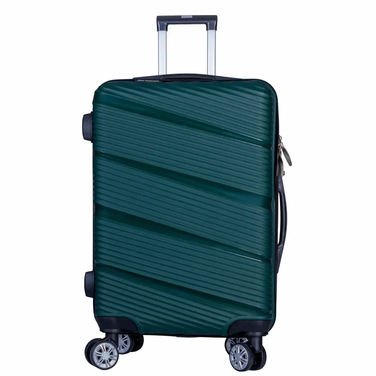 Troler voiaj Mare, Naimeed D6026, 4 roti duble 360 grade, PP, inchidere cifru, Verde, 46x25x64cm