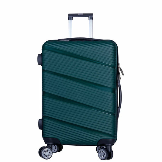 Troler voiaj Mediu, Naimeed D6026, 4 roti duble 360 grade, PP, inchidere cifru, Verde, 39x22.5x54cm