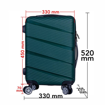 Troler voiaj Mic, Naimeed D6026, 4 roti duble 360 grade, PP, inchidere cifru, Verde, 33x20.5x45cm