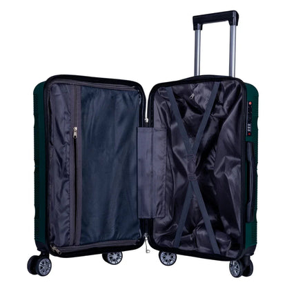 Troler voiaj Mediu, Naimeed D6027, 4 roti duble 360 grade, PP, inchidere cifru, Verde, 41x23x57cm