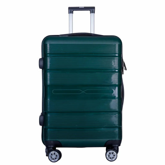 Troler voiaj Mare, Naimeed D6028, 4 roti duble 360 grade, PP, inchidere cifru, Verde, 49x26x70cm