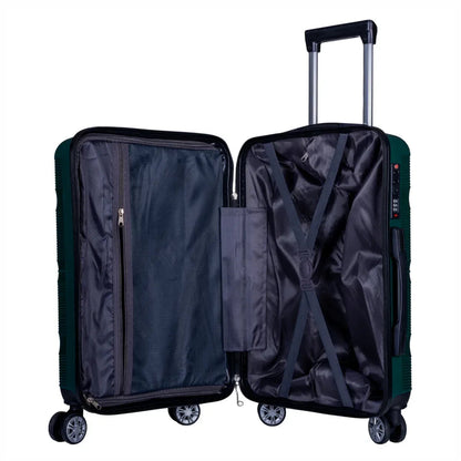 Troler voiaj Mediu, Naimeed D6028, 4 roti duble 360 grade, PP, inchidere cifru, Verde, 43x24x59cm