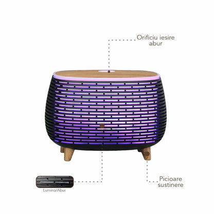 Umidificator cu aromaterapie, Naimeed D6029, Negru, 200x145x123mm