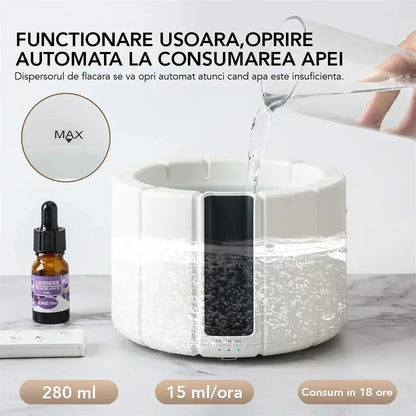 Umidificator cu aromaterapie, Naimeed D6033, Foc de Tabara, Alb, 148x200x148mm