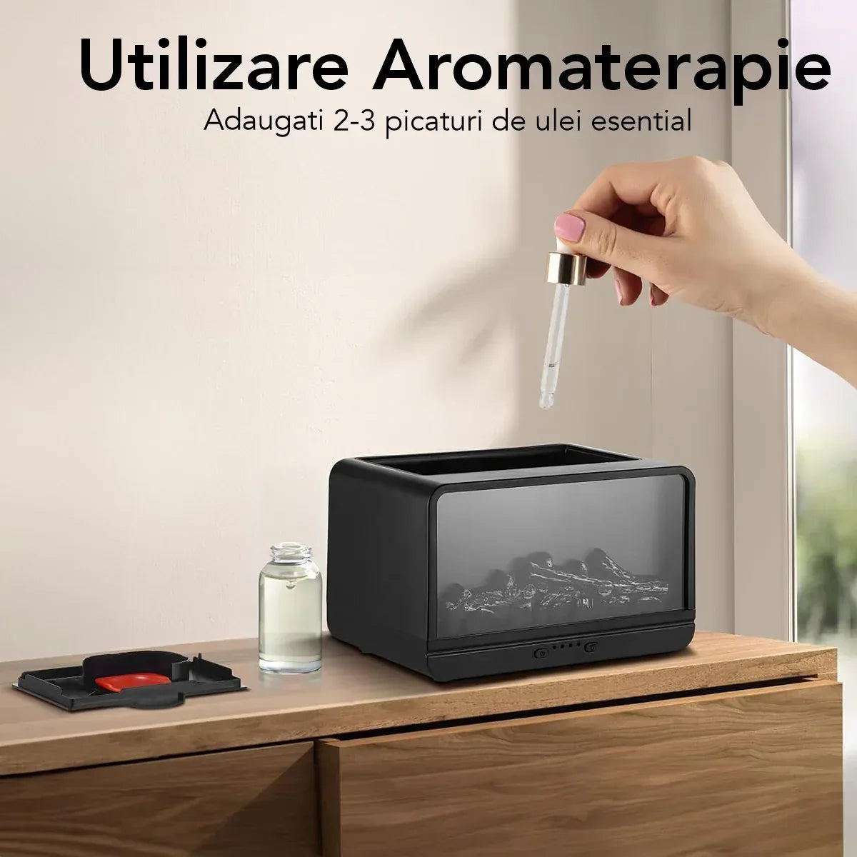 Umidificator cu aromaterapie, Naimeed D6036, Semineu, Maro, 183x125x120mm