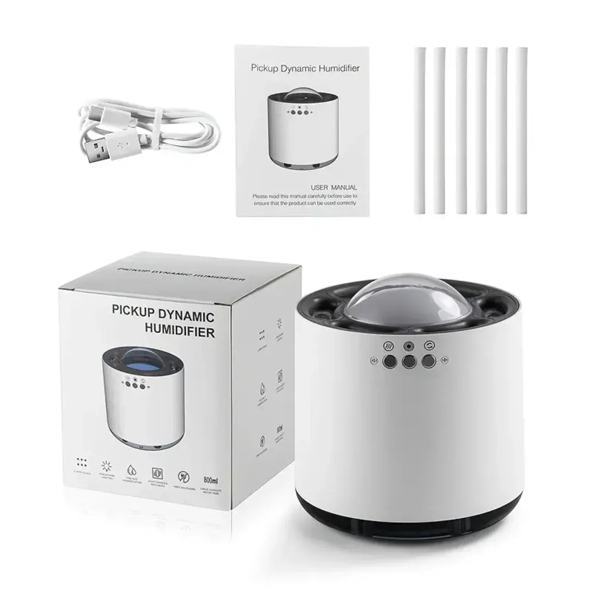 Umidificator cu aromaterapie, Naimeed D6050, Alb, 128x137x128mm