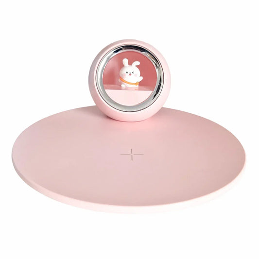 Incarcator wireless pentru copii cu lumina de veghe, Naimeed D6067, Roz, 180x80x180mm