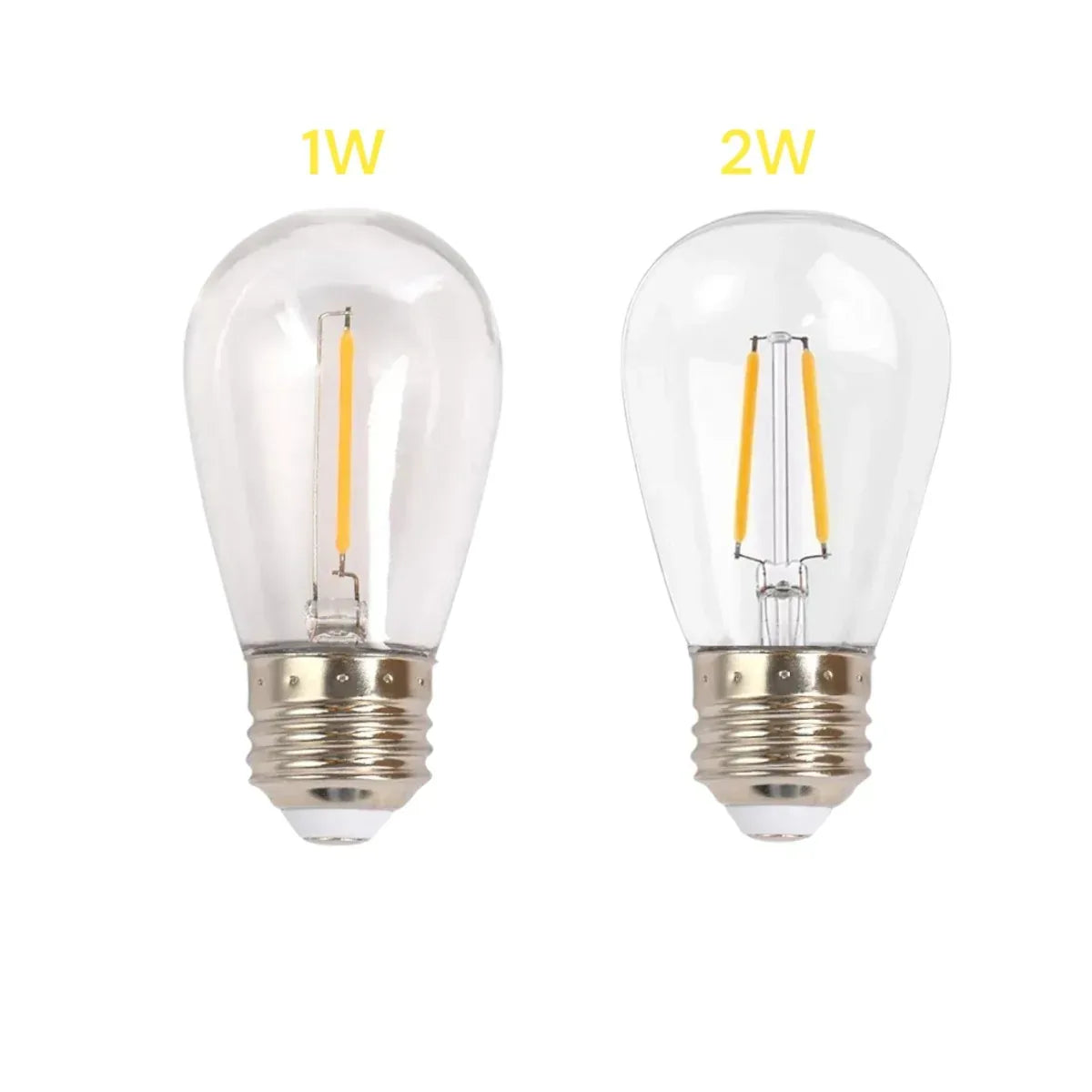 Set 10 becuri LED E27, doua filamente 2W, 220V, pentru ghirlanda, Naimeed D6130, Lumina Alb Cald