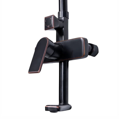 Coloana de dus, cu para fixa si para mobila, Naimeed D6137, 3 functii, otel inoxidabil, Negru