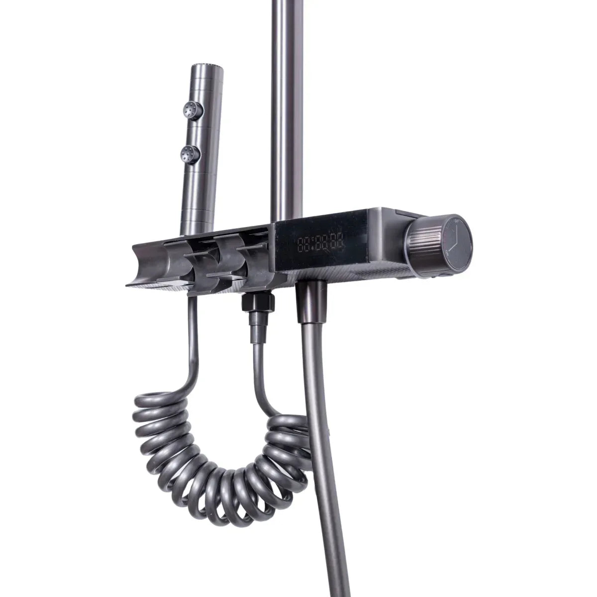 Coloana de dus, cu para fixa si para mobila, Naimeed D6139, 4 functii, otel inoxidabil, Gri