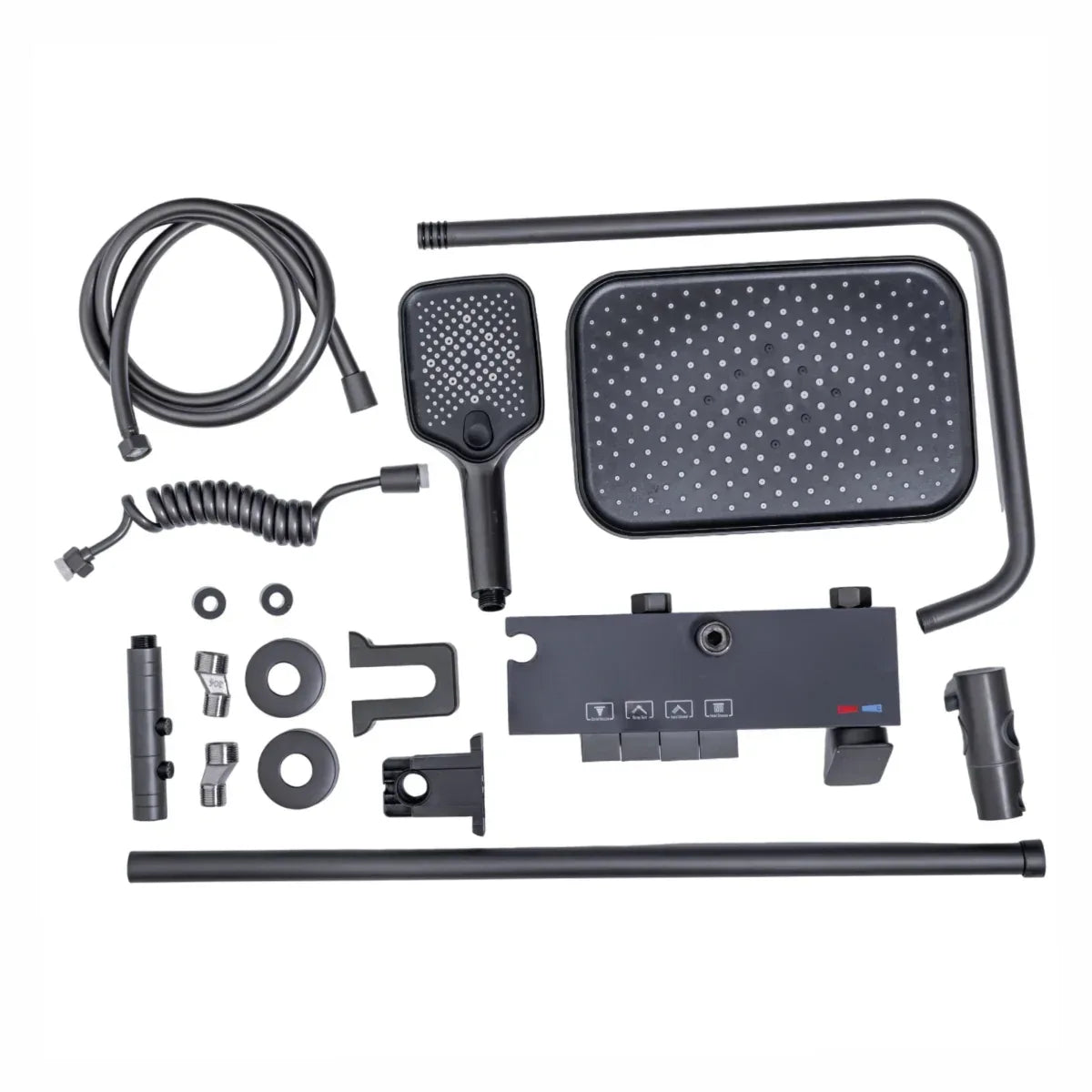 Coloana de dus, cu para fixa si para mobila, Naimeed D6147, 4 functii, otel inoxidabil, Gri