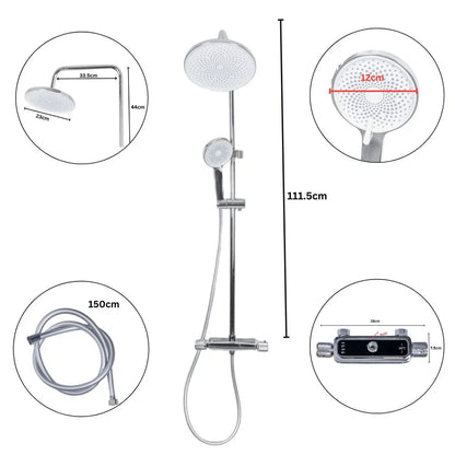 Coloana de dus, cu para fixa si para mobila, Naimeed D6148, 3 functii, otel inoxidabil, Argintiu