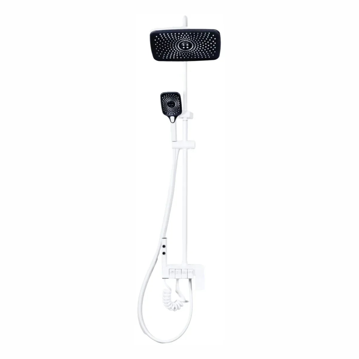 Coloana de dus, cu para fixa si para mobila, Naimeed D6149, 4 functii, otel inoxidabil, Alb