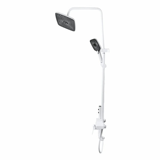 Coloana de dus, cu para fixa si para mobila, Naimeed D6149, 4 functii, otel inoxidabil, Alb