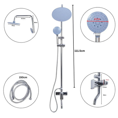 Coloana de dus, cu para fixa si para mobila, Naimeed D6151, 3 functii, otel inoxidabil, Argintiu