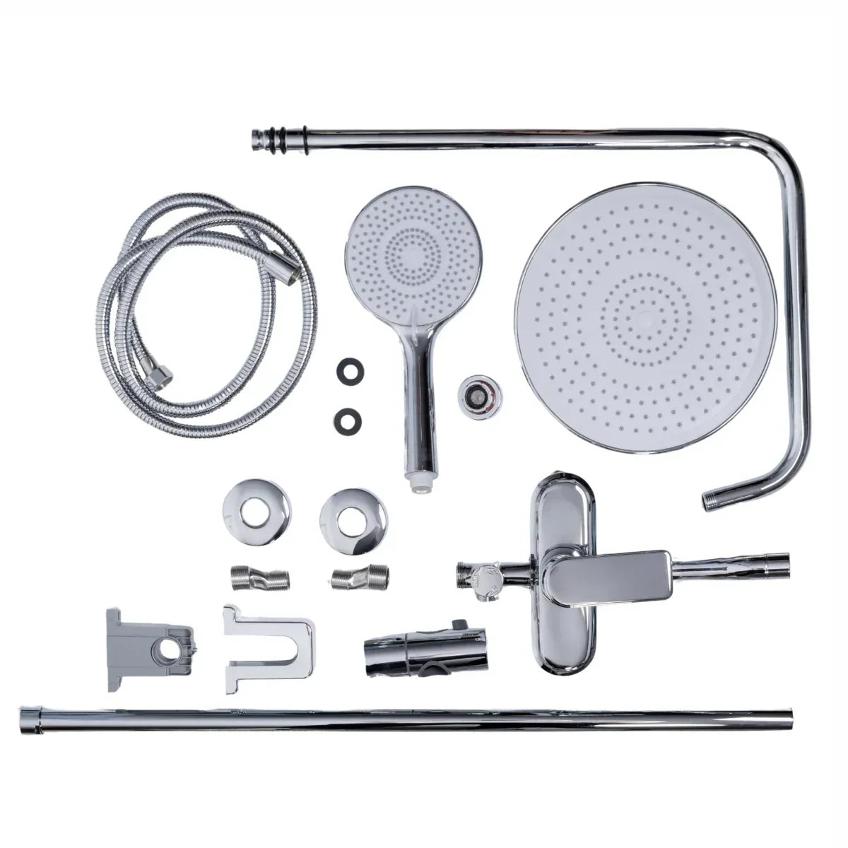 Coloana de dus, cu para fixa si para mobila, Naimeed D6152, 3 functii, otel inoxidabil, Argintiu
