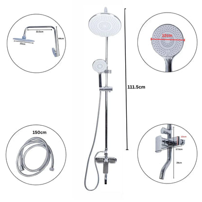 Coloana de dus, cu para fixa si para mobila, Naimeed D6152, 3 functii, otel inoxidabil, Argintiu