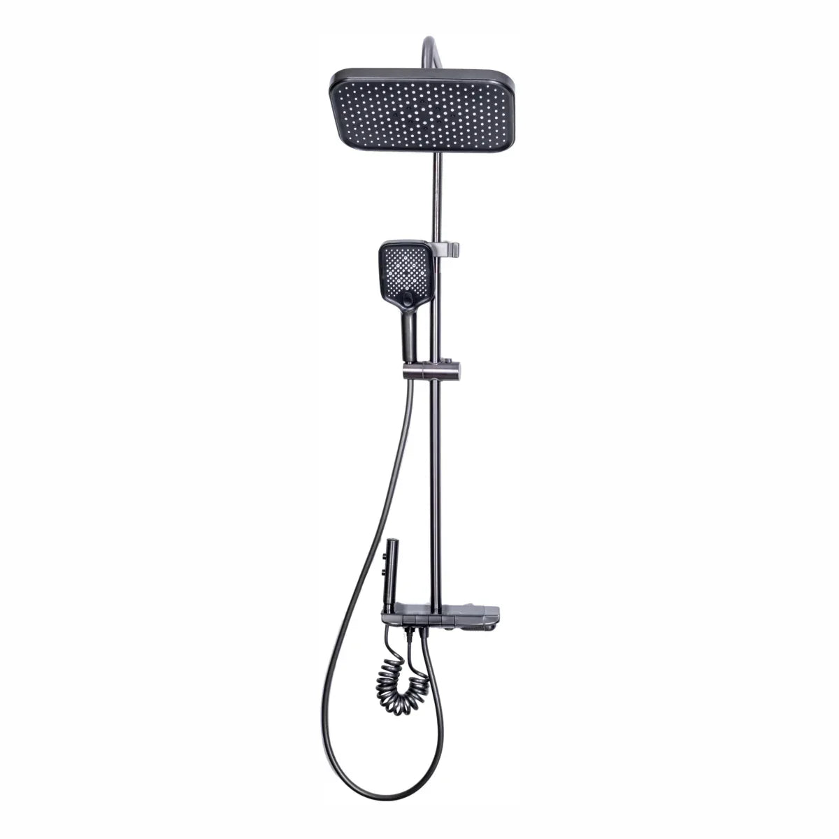 Coloana de dus, cu para fixa si para mobila, Naimeed D6156, 4 functii, otel inoxidabil, Gri