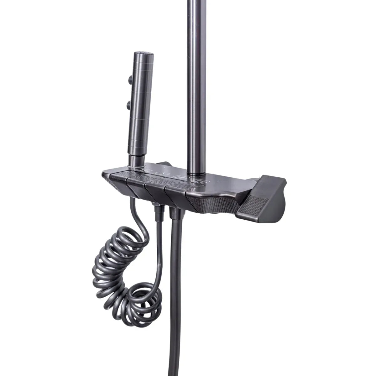Coloana de dus, cu para fixa si para mobila, Naimeed D6157, 4 functii, otel inoxidabil, Gri