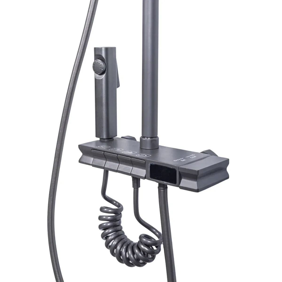 Coloana de dus, cu para fixa si para mobila, Naimeed D6160, 4 functii, otel inoxidabil, Gri