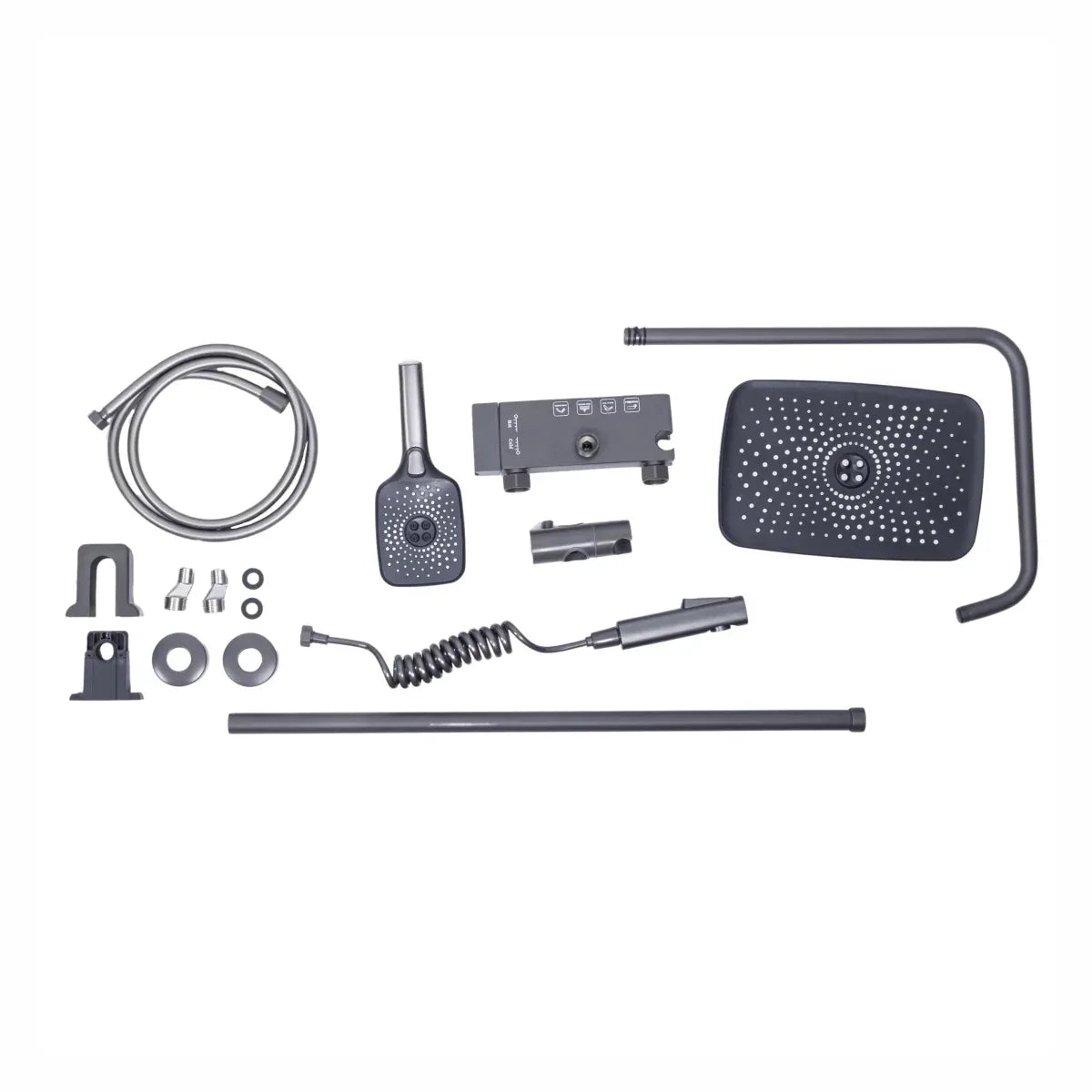 Coloana de dus, cu para fixa si para mobila, Naimeed D6160, 4 functii, otel inoxidabil, Gri