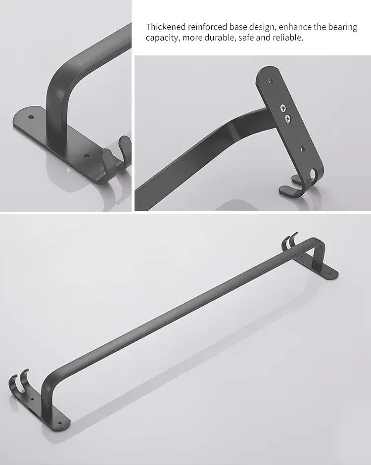 Suport prosoape din aluminiu cu carlige duble, Naimeed D6165, Gri