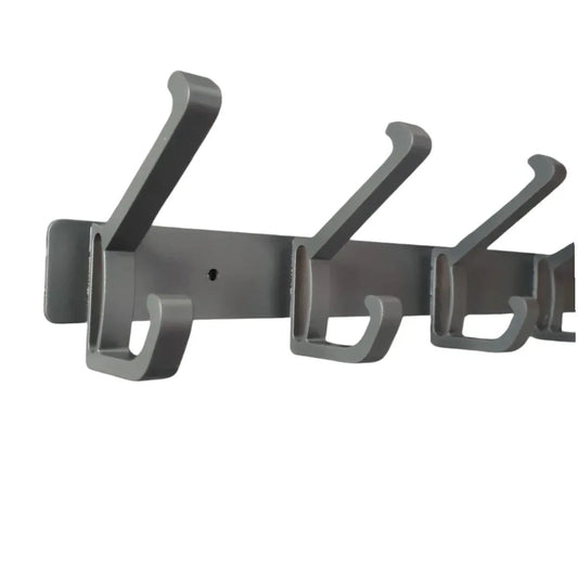 Cuier de perete modern cu 6 carlige duble, aluminiu, Naimeed D6168, Gri