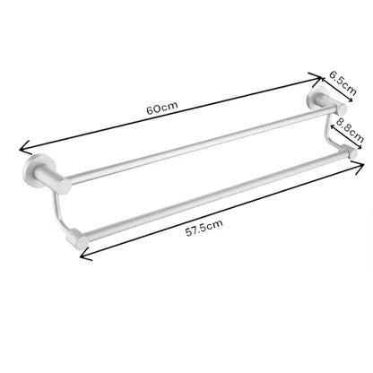 Suport dublu pentru prosoape, aluminiu, 60x12cm, Naimeed D6169, Argintiu