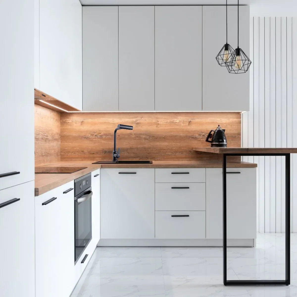 Baterie chiuveta de bucatarie, rotire 360°, multifunctionala, cu design modern, Naimeed D6182, Negru mat