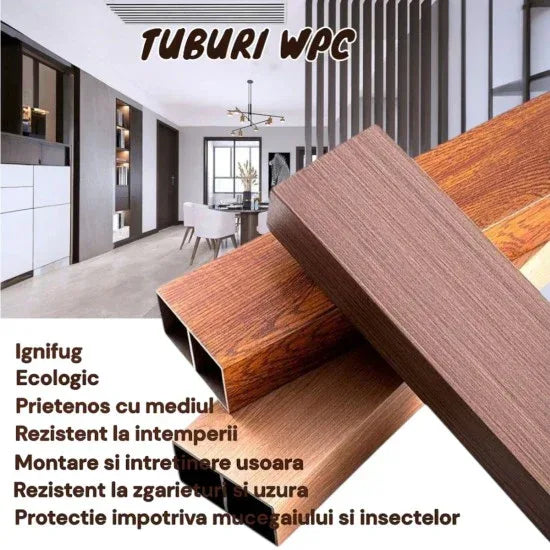 Set 5 profile Rectangular Decorativ Ranforsat WPC, Naimeed D6215, 260x10x5cm, Albastru