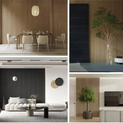 Set 5 panouri decorative, riflaj WPC, Naimeed D6228, 260x18x1.8cm, Gri metalizat