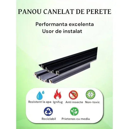Set 5 panouri decorative, riflaj WPC, Naimeed D6227, 260x18x1.8cm, Negru