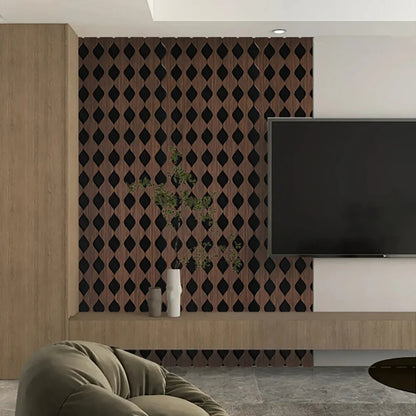 Set 3 Panouri riflaj acustic decorativ, MDF si pasla, Naimeed D6232, 240x30x1.8cm, Nuc