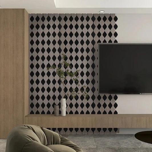 Set 6 Panouri riflaj acustic decorativ, MDF si pasla, Naimeed D6234, 240x30x1.8cm, Gri