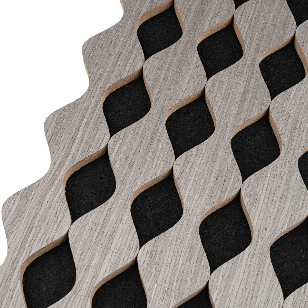 Set 6 Panouri riflaj acustic decorativ, MDF si pasla, Naimeed D6234, 240x30x1.8cm, Gri